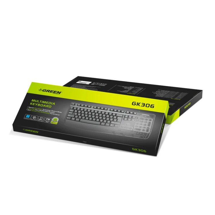 GreenGK306 Keyboard, Membrane Switch, Full-Size