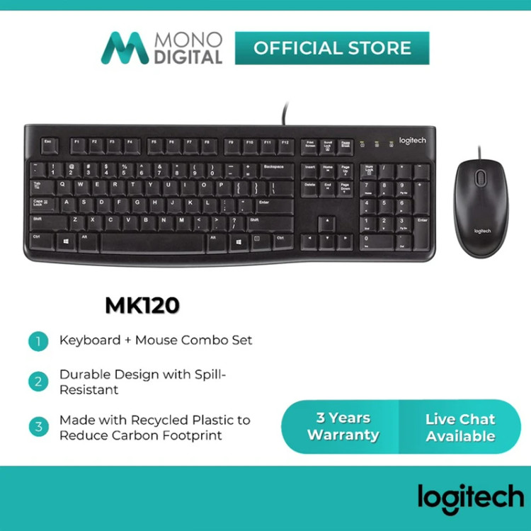Mouse and Keyboard Logitech MK120 Wired