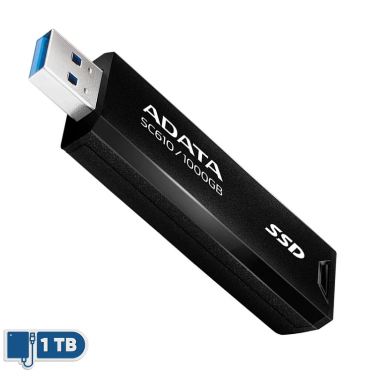 اس اس دی اکسترنال ای دیتا مدل SC610 با ظرفیت 1 ترابایت، رابط USB 3.2 Gen2، سرعت خواندن 550 MB/s و نوشتن 500 MB/s، مناسب برای Windows و macOS