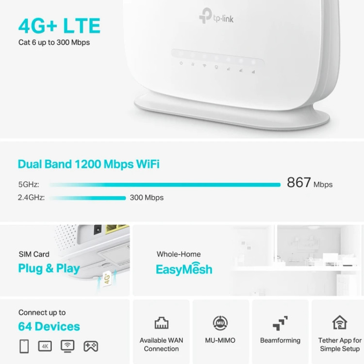 روتر بی سیم 4G LTE تی پی-لینک مدل Archer MR505